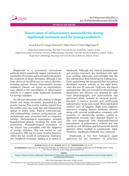 Reactivation of Inflammatory Monoarthritis During Dupilumab Treatment Used for Prurigo Nodularis