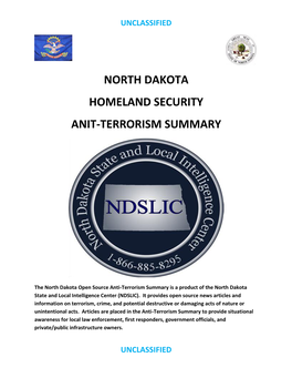 North Dakota Homeland Security Anit-Terrorism Summary