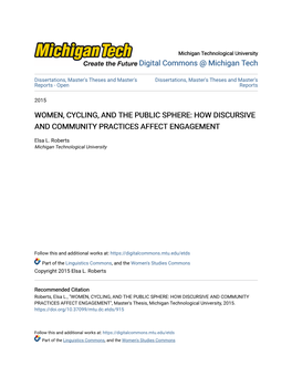 Women, Cycling, and the Public Sphere: How Discursive and Community Practices Affect Engagement