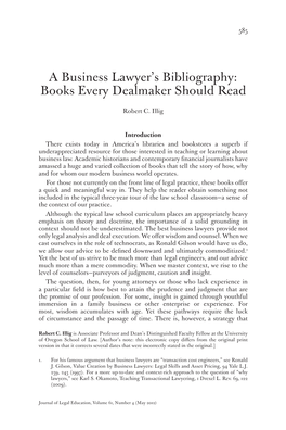 A Business Lawyer's Bibliography: Books Every Dealmaker Should Read