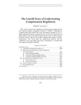 The Untold Story of Underwriting Compensation Regulation