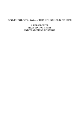 Eco-Theology: Aiga – the Household of Life