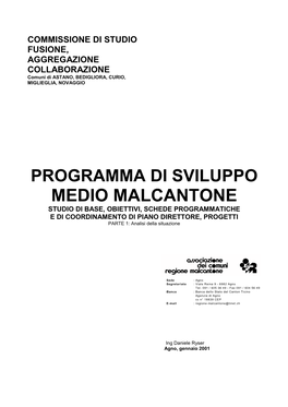 Programma Di Sviluppo Medio Malcantone