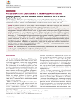 Clinical and Genomic Characteristics of Adult Diffuse Midline Glioma