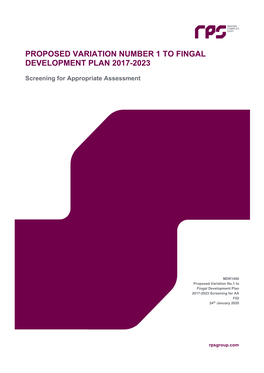 Proposed Variation Number 1 to Fingal Development Plan 2017-2023