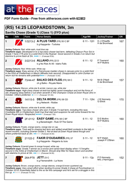 At the Races PDF FORM GUIDE