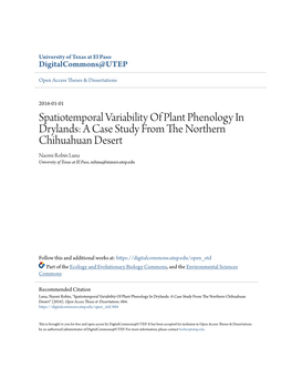 Spatiotemporal Variability of Plant Phenology