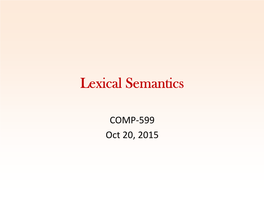 Lexical Semantics