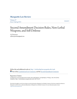 Second Amendment Decision Rules, Non-Lethal Weapons, and Self-Defense A.J