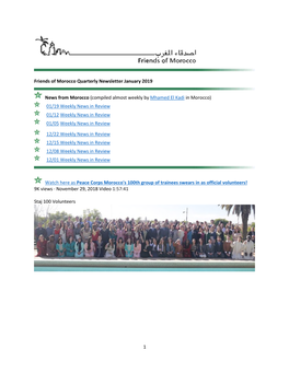 1 Friends of Morocco Quarterly Newsletter January 2019 News