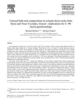 Unusual Bulk-Rock Compositions in Eclogite-Facies Rocks from Ž / Syros