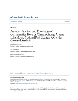 Attitudes, Practices and Knowledge of Communities Towards Climate