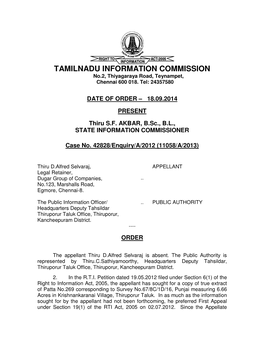 Tamilnadu Informa Milnadu Information Commission