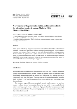 Zootaxa 214: 1-11 (2003) ISSN 1175-5326 (Print Edition) ZOOTAXA 214 Copyright © 2003 Magnolia Press ISSN 1175-5334 (Online Edition)