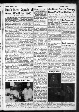 Here's News Capsule of Music World for 1945