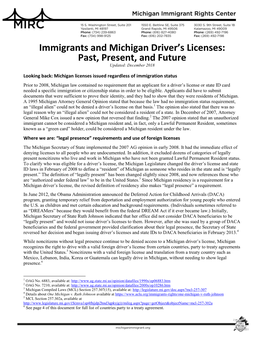 Immigrants and Michigan Driver's Licenses
