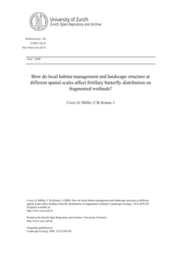 How Do Local Habitat Management and Landscape Structure at Different