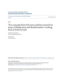 Two Concepts from Television Audience Research in Times Of