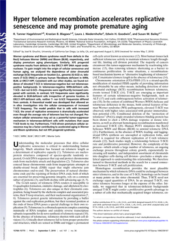 Hyper Telomere Recombination Accelerates Replicative Senescence and May Promote Premature Aging