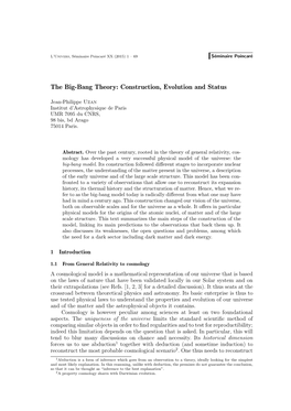 The Big-Bang Theory: Construction, Evolution and Status