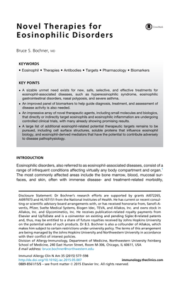 Novel Therapies for Eosinophilic Disorders