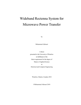 Wideband Rectenna System for Microwave Power Transfer