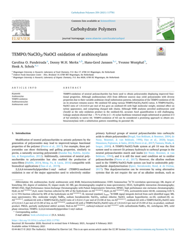 TEMPO/Naclo2/Naocl Oxidation of Arabinoxylans