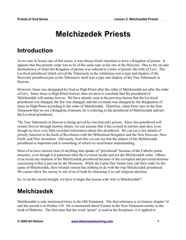 Melchizedek Priests
