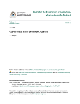 Cyanogenetic Plants of Western Australia