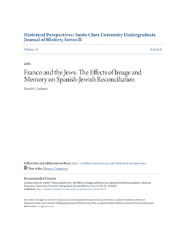 Franco and the Jews: the Effects of Image and Memory on Spanish