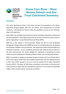 River Nevern Salmon and Sea Trout Catchment Summary