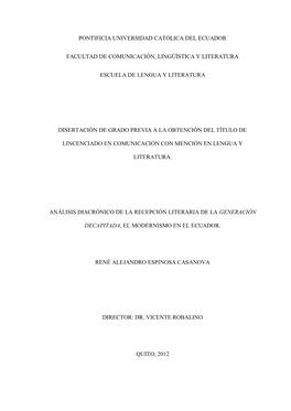 Análisis Diacrónico De La Recepción Literaria De La Generación