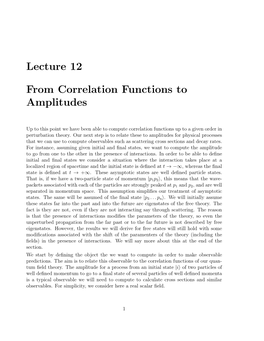 Lecture 12 from Correlation Functions to Amplitudes