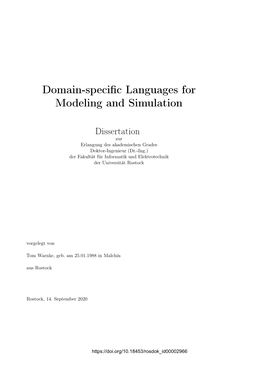 Domain-Specific Languages for Modeling and Simulation