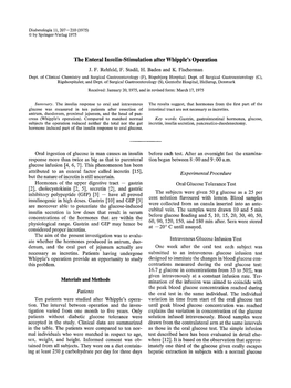 The Enteral Insulin-Stimulation After Whipple's Operation