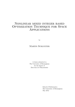 Nonlinear Mixed Integer Based Optimization Technique for Space Applications