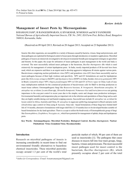 Management of Insect Pests by Microorganisms