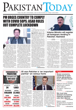 PM Urges Country to Comply with Covid Sops; Asad Rules out Complete Lockdown