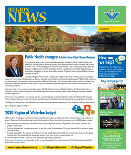 REGION NEWS a Community Publication by the Region of Waterloo Fall 2019