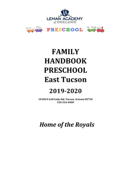 FAMILY HANDBOOK PRESCHOOL East Tucson