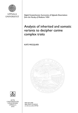 Analysis of Inherited and Somatic Variants to Decipher Canine Complex Traits