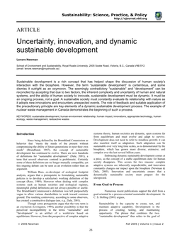 SSPP:Uncertainty, Innovation, and Dynamic Sustainable Development