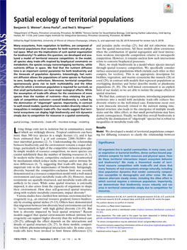 Spatial Ecology of Territorial Populations