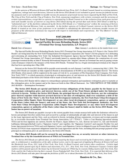 New York Transportation Development Corporation Special Facility Revenue Refunding Bonds, Series 2015 (Terminal One Group Association, L.P