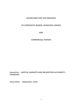 GUIDELINES for the ISSUANCE of CORPORATE BONDS, MUNICIPAL BONDS and COMMERCIAL PAPERS Issued By