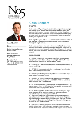 Colin Banham Crime