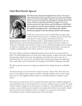 Chief Red Cloud's Speech