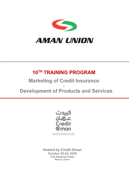 10TH TRAINING PROGRAM Marketing of Credit Insurance