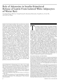 Role of Adenosine in Insulin-Stimulated Release Of