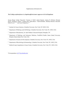 Supplementary Information for the Crebbp Acetyltransferase Is A